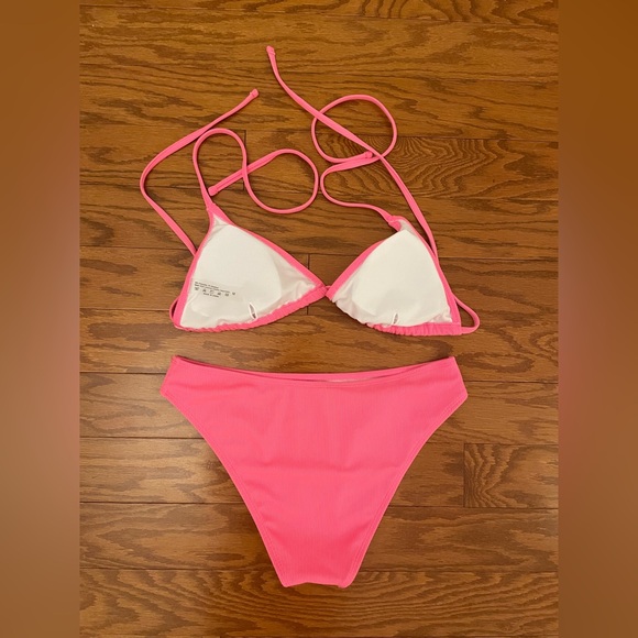 SHEIN Pink Ribbed Bikini Set - Picture 2 of 3